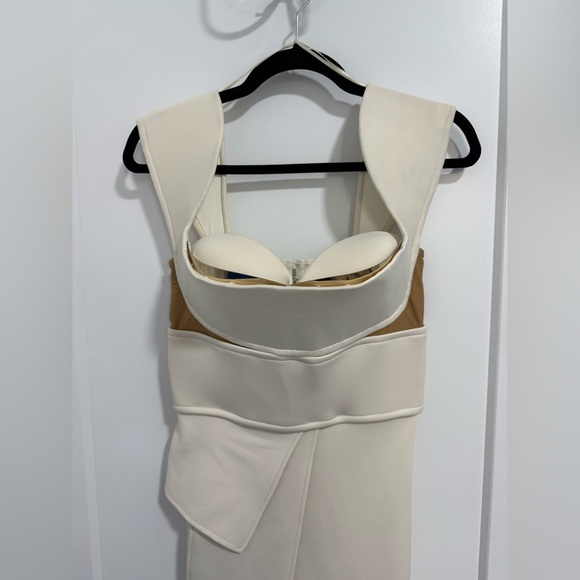 Galanni Avarati Bustier Bodycon Peplum‎ Dress Cream Sculptural Gown US 6 - Picture 5 of 10